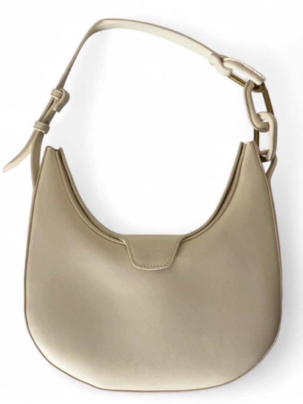 Madison West Ivory Vegan Leather Neutral Minimalist Shoulder Bag Purse - Picture 3 of 12